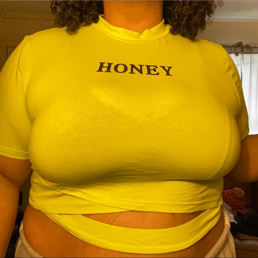 Neon Lime Letter Print Cut Out Top